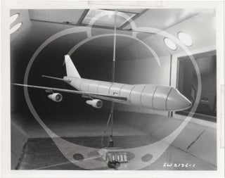 Archive of 46 original vernacular photographs of a model airliner in wind tunnel tests