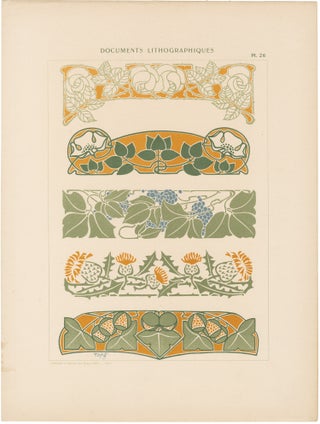 Book #157231] Original Documents Lithographiques design sheet, plate 26. Art Nouveau, Librairie...