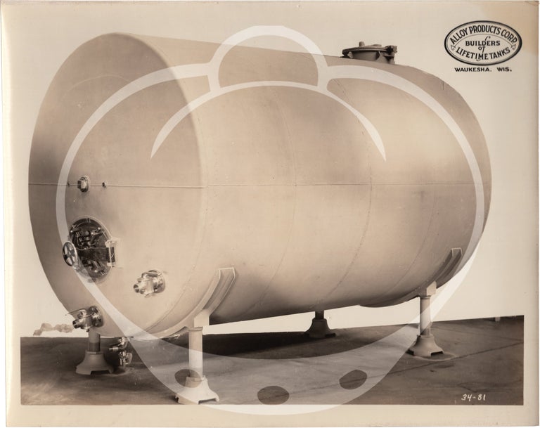Original Alloy Products Corporation sales sampler of 45 photographs of transportation vehicles, pressure vessels, pressure tanks, parts, and fabrication