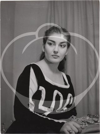 Book #157958] Original photograph of Maria Callas in her dressing room before "Medea," 1953....
