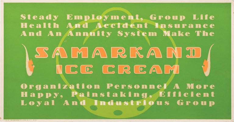 Archive of five advertising signs for Samarkand Ice Cream designed by Wana Derge, circa 1933
