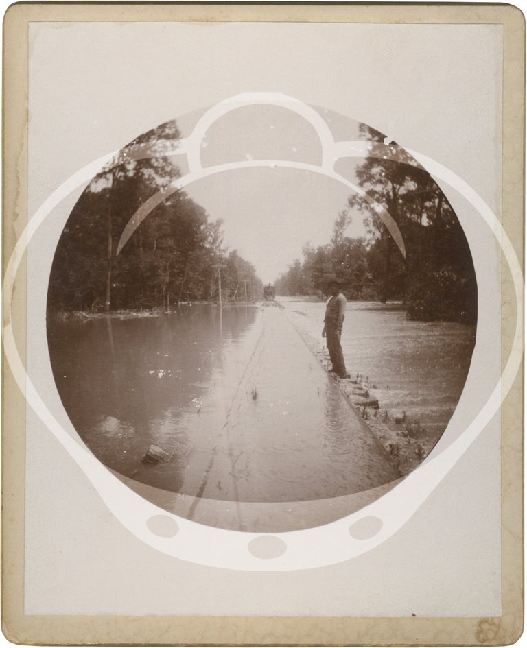 Archive of 46 original photographs of damages and repair work on the New Orleans and Northeastern Railroad [NONE] after a flood, circa 1890s
