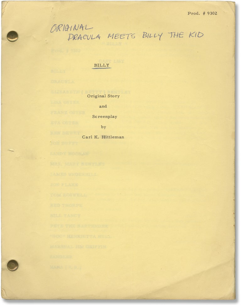 Book #158305] Billy the Kid Versus Dracula [Billy] (Original screenplay for the 1966 film)....
