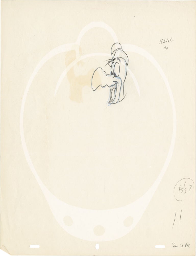 Five original sketches and one original cel of Woody Woodpecker and Buzz Buzzard
