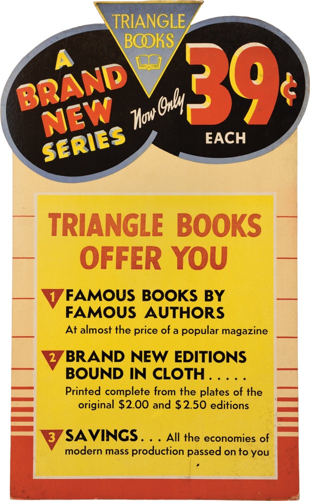 [Book #158424] Original Triangle Books bookstore standee, circa 1939-1943. Triangle Books.