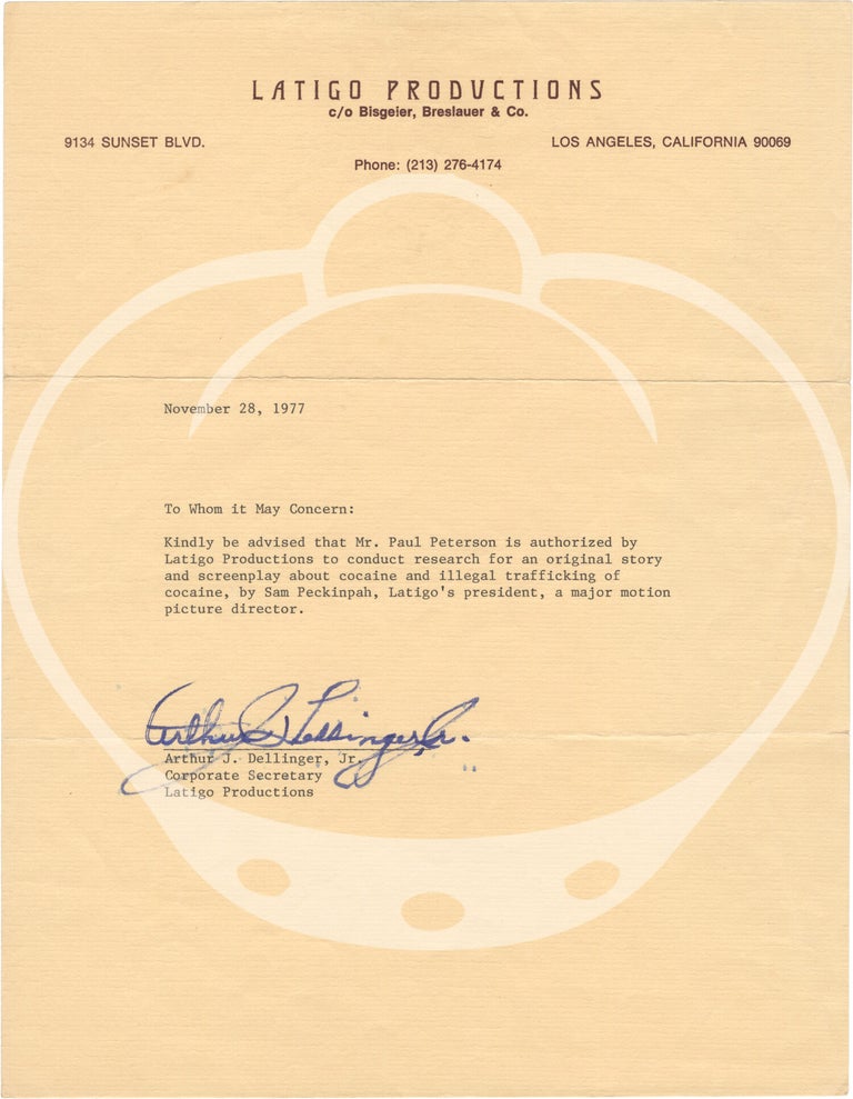 Archive of correspondences, notes, forms, and other documents to and from Sam Peckinpah, circa 1970-1979