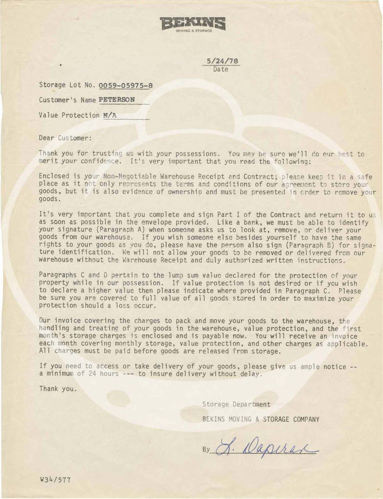 Archive of correspondences, notes, forms, and other documents to and from Sam Peckinpah, circa 1970-1979