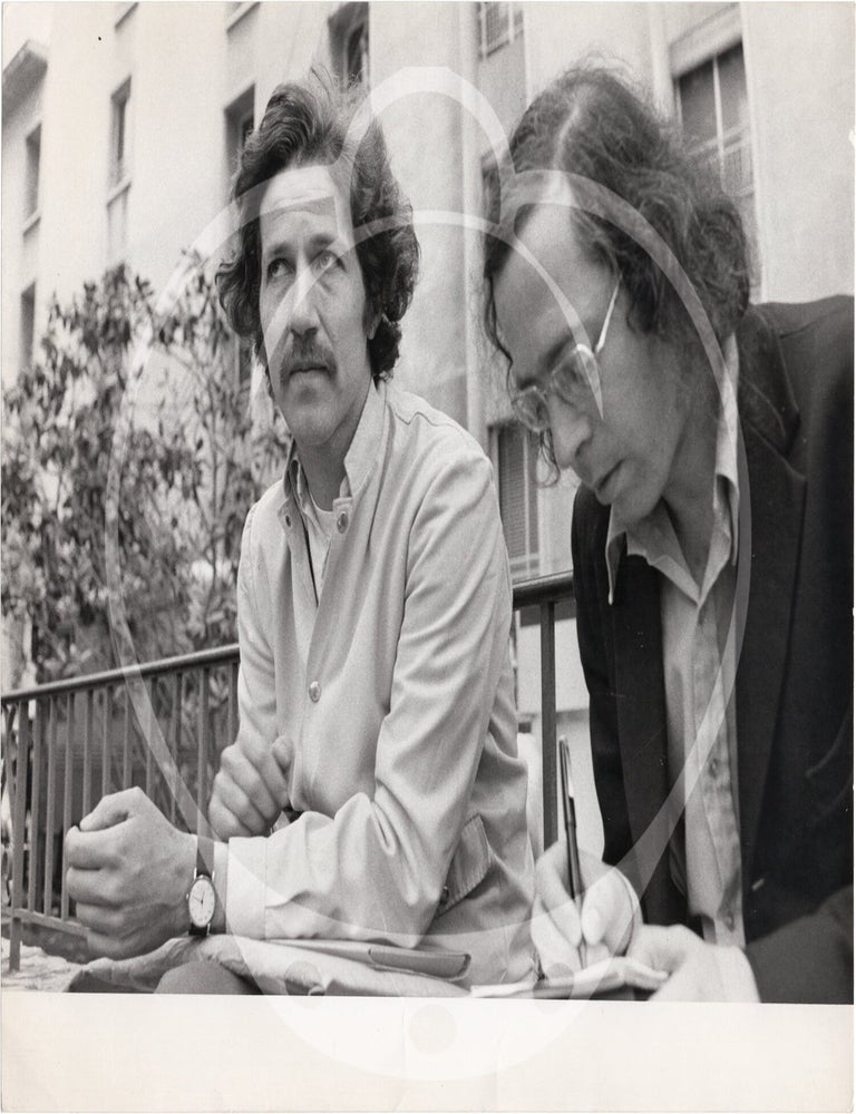 Two photographs of French director and film critic Noël Simsolo Werner Herzog, and Jean Marie Straub, respectively