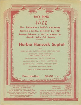 Book #158555] Original flyer for a performance at Baltimore's Famous Ballroom for a Sickle Cell...