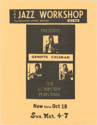 Book #158573] The Jazz Workshop presents Ornette Coleman: The Composer Performs (Original flyer...