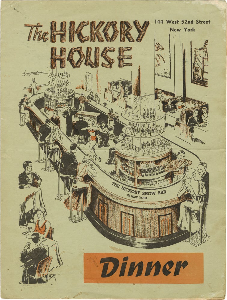 Book #158584] Original Hickory House Dinner Menu, circa 1940s. Jazz Clubs