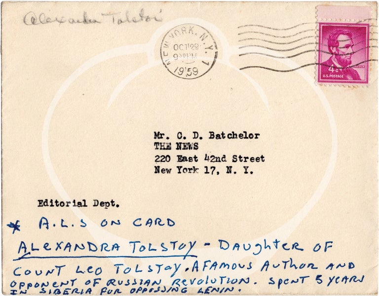 Original manuscript letter signed to cartoonist C.D. Batchelor