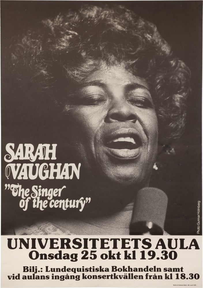 Book #158607] The Singer of the Century (Original poster for a performance by Sarah Vaughan at...