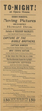 Book #158610] Edison's Wonderful Moving Pictures (Original broadside for a traveling motion...