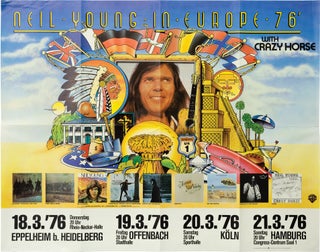Book #158613] Neil Young in Europe 76' with Crazy Horse (Original German poster for the 1976...