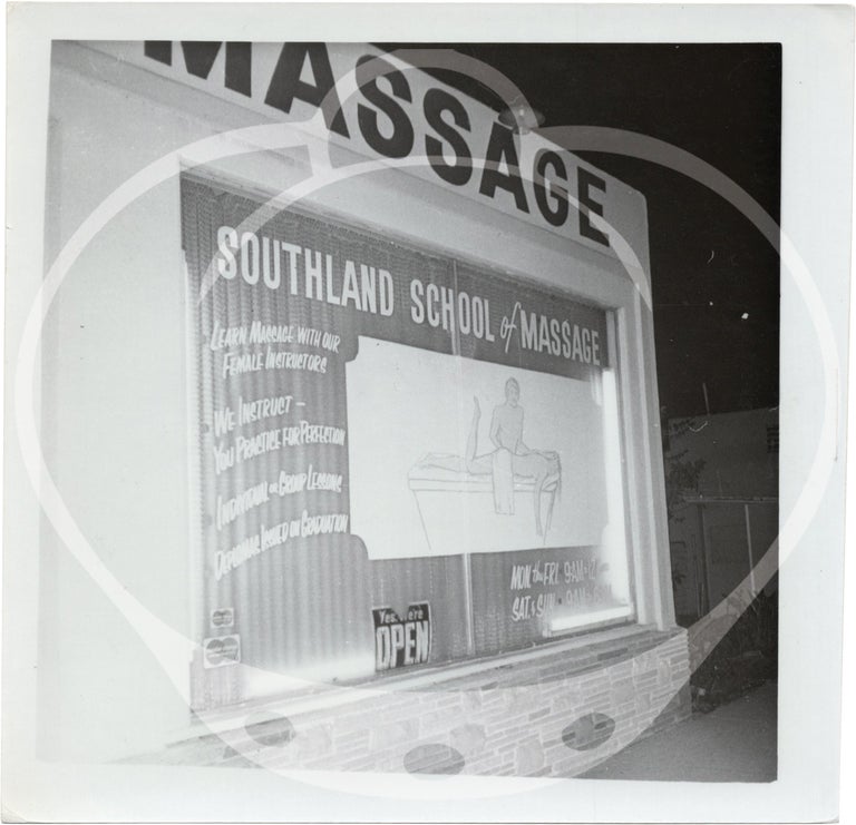 Archive of 117 original evidence photographs documenting Los Angeles massage parlors, circa 1970s