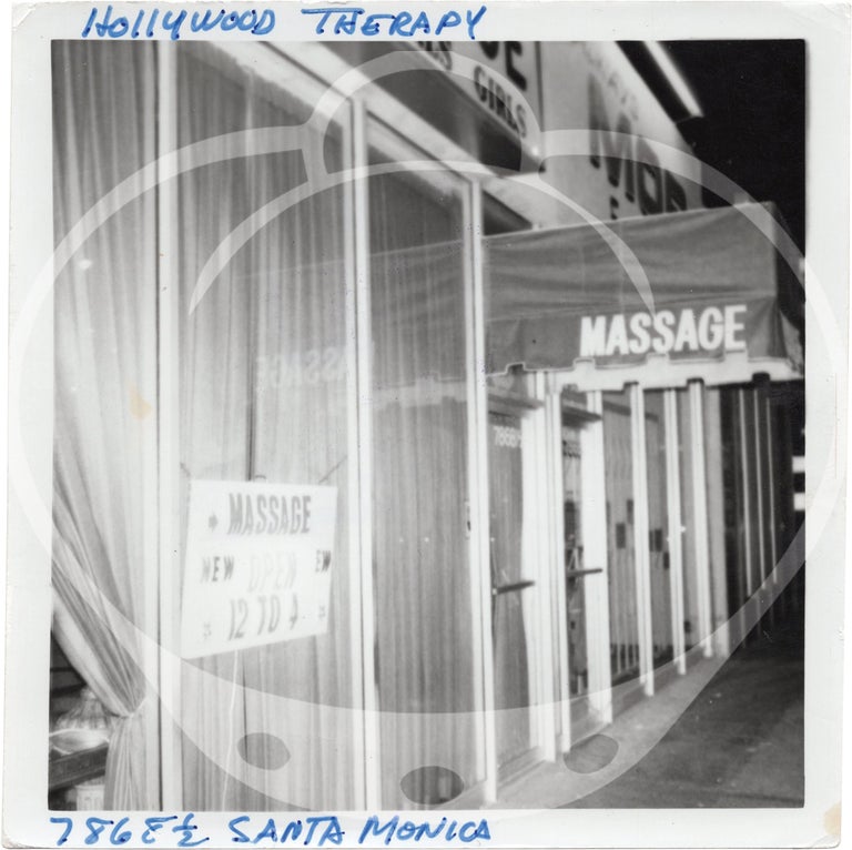 Archive of 117 original evidence photographs documenting Los Angeles massage parlors, circa 1970s