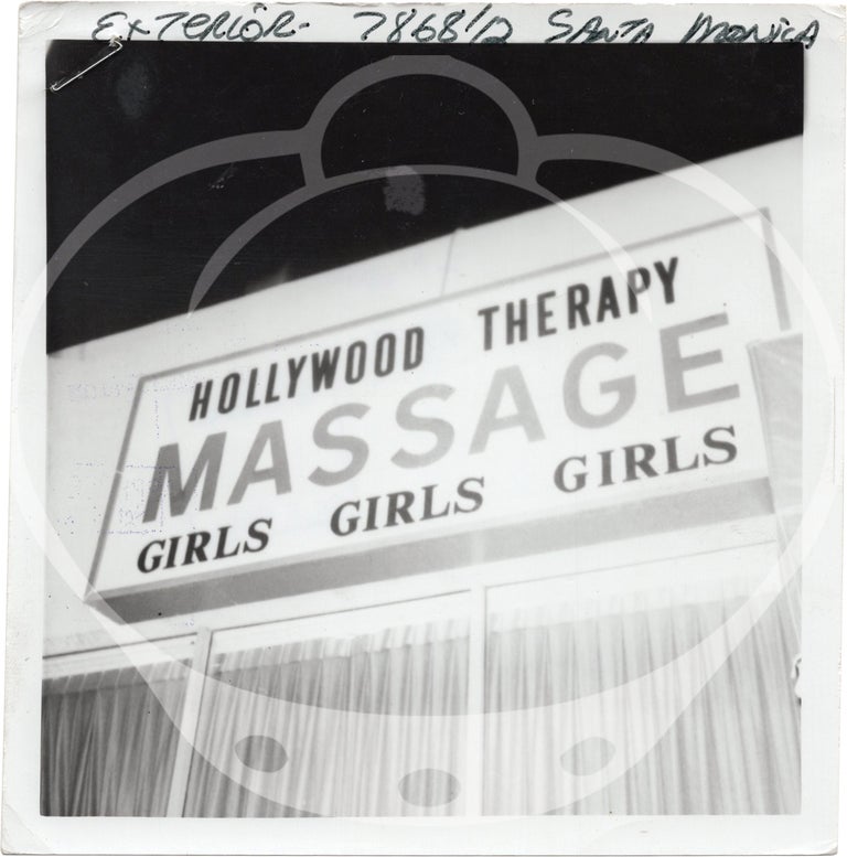 Archive of 117 original evidence photographs documenting Los Angeles massage parlors, circa 1970s