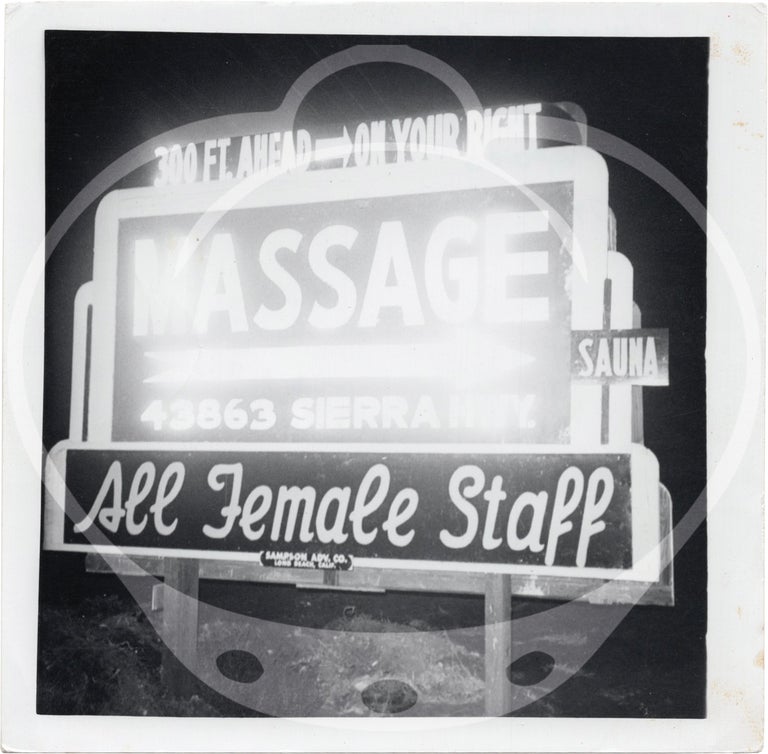 Archive of 117 original evidence photographs documenting Los Angeles massage parlors, circa 1970s