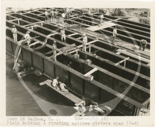 Book #158618] Archive of 64 original photographs documenting reconstruction work on Dock 15 in...