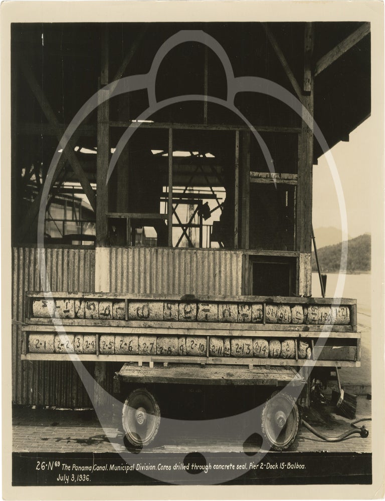 Archive of 64 original photographs documenting reconstruction work on the Panama Canal's Dock 15 in Balboa, 1936-1938