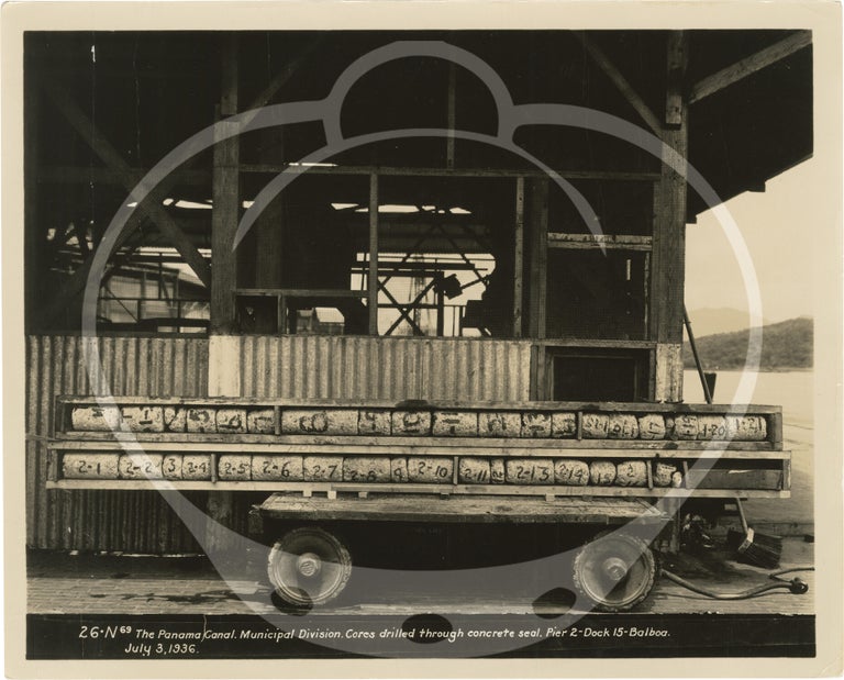 Archive of 64 original photographs documenting reconstruction work on the Panama Canal's Dock 15 in Balboa, 1936-1938