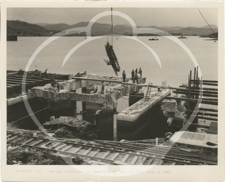 Archive of 64 original photographs documenting reconstruction work on the Panama Canal's Dock 15 in Balboa, 1936-1938