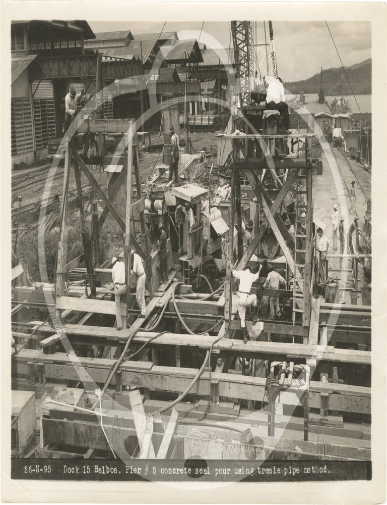 Archive of 64 original photographs documenting reconstruction work on the Panama Canal's Dock 15 in Balboa, 1936-1938
