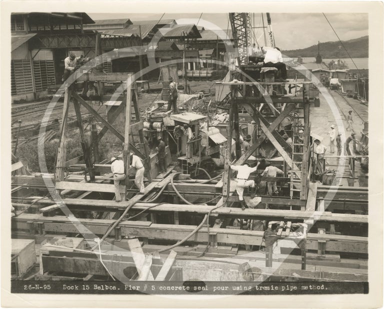 Archive of 64 original photographs documenting reconstruction work on the Panama Canal's Dock 15 in Balboa, 1936-1938