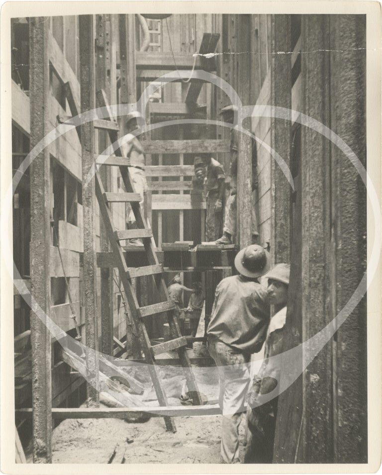 Archive of 64 original photographs documenting reconstruction work on the Panama Canal's Dock 15 in Balboa, 1936-1938