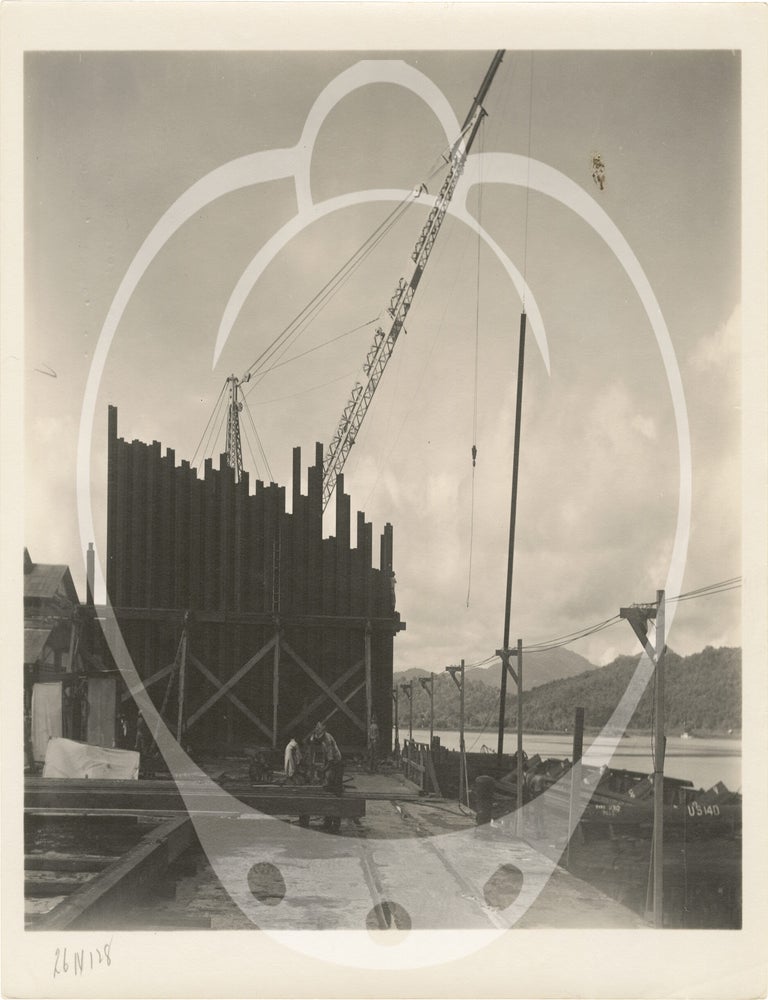Archive of 64 original photographs documenting reconstruction work on the Panama Canal's Dock 15 in Balboa, 1936-1938