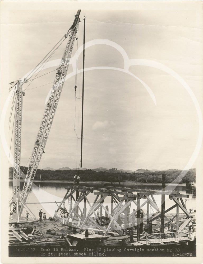 Archive of 64 original photographs documenting reconstruction work on the Panama Canal's Dock 15 in Balboa, 1936-1938