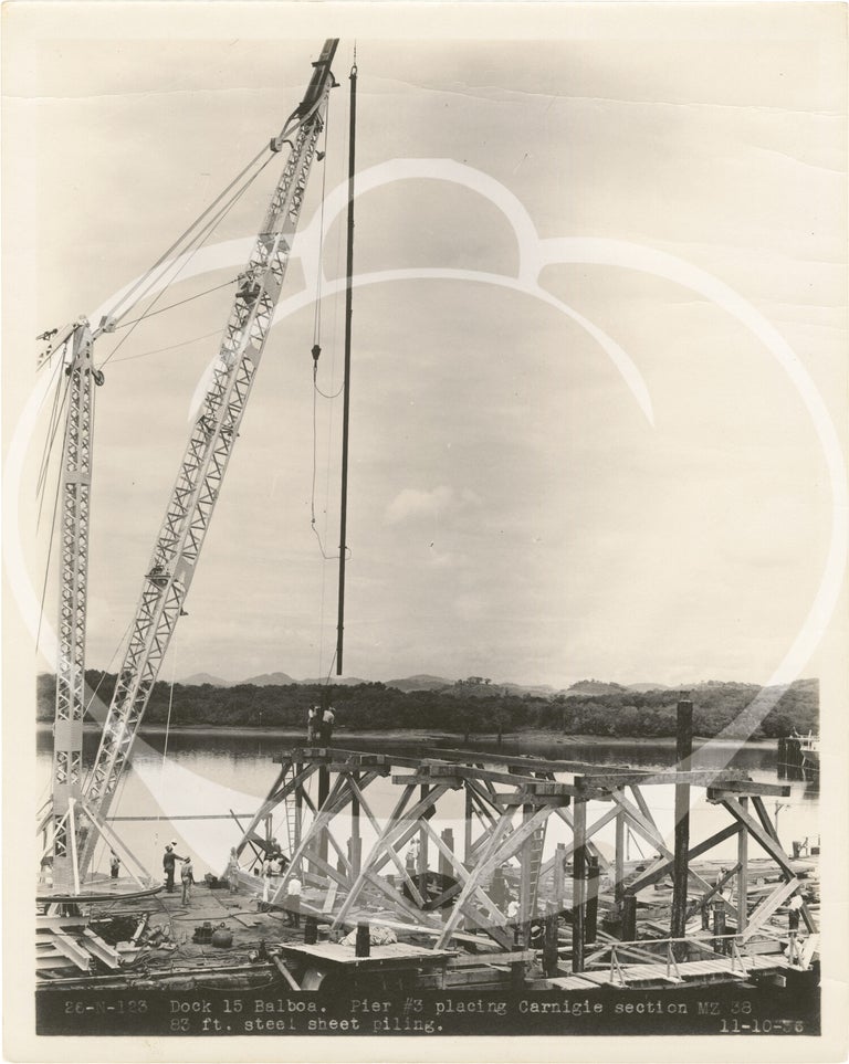 Archive of 64 original photographs documenting reconstruction work on the Panama Canal's Dock 15 in Balboa, 1936-1938