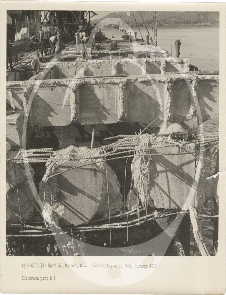 Archive of 64 original photographs documenting reconstruction work on the Panama Canal's Dock 15 in Balboa, 1936-1938