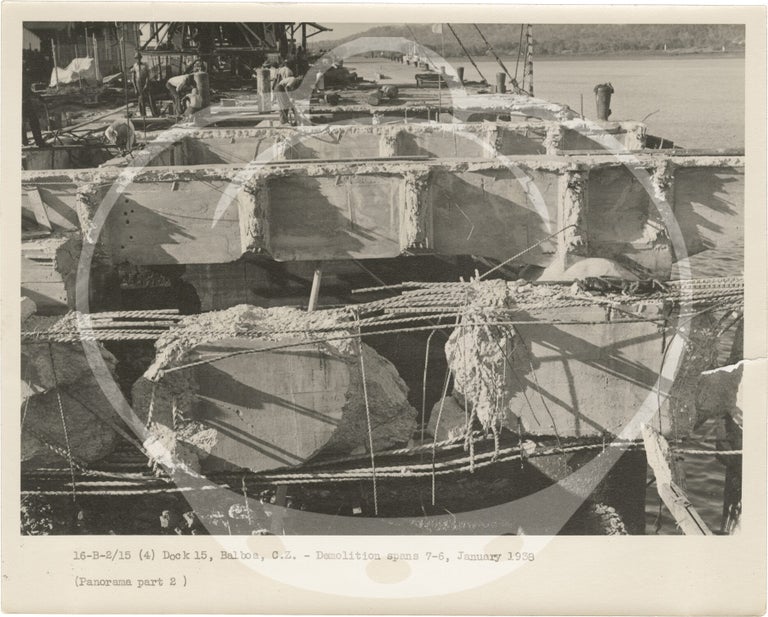 Archive of 64 original photographs documenting reconstruction work on the Panama Canal's Dock 15 in Balboa, 1936-1938
