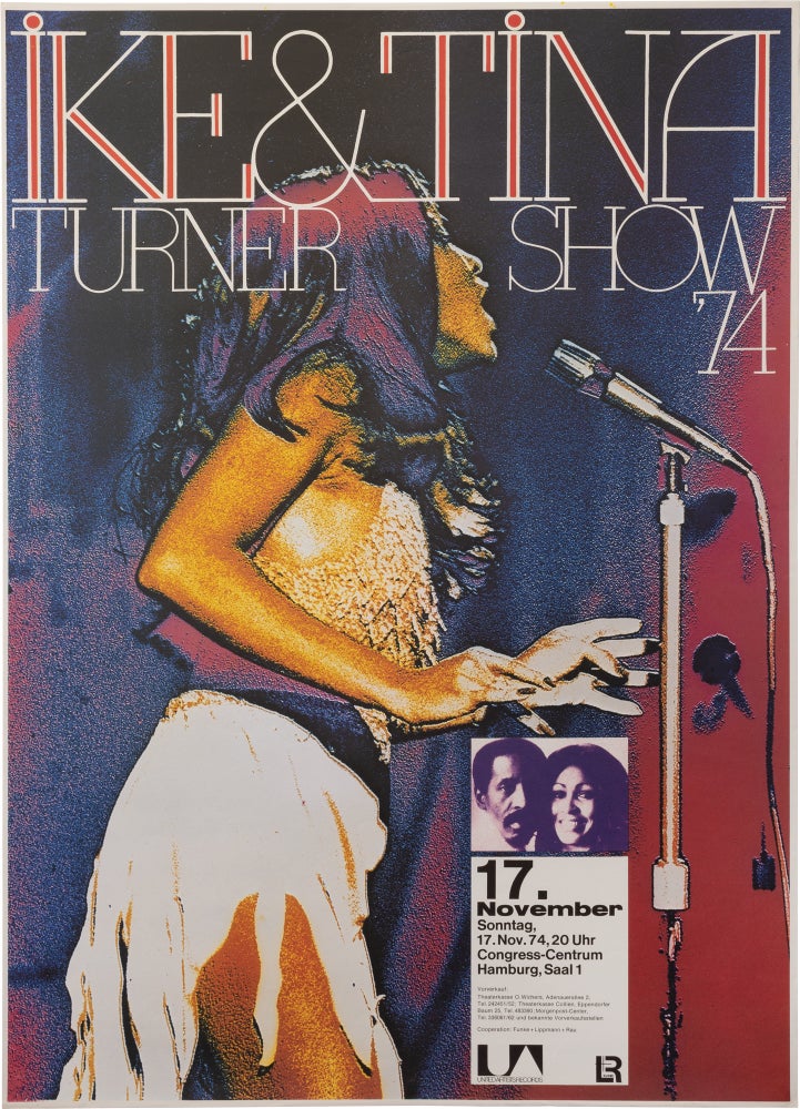 [Book #158621] Original poster for a 1974 performance at the Congress-Centrum on November 17, 1974. Ike, Tina Turner.