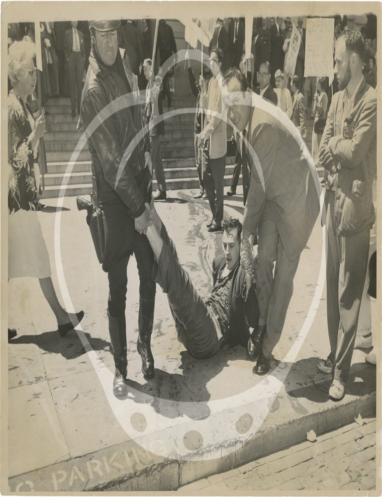 Archive of 14 original large-format press photographs of the 1960 protest against the House on Un-American Activities Committee