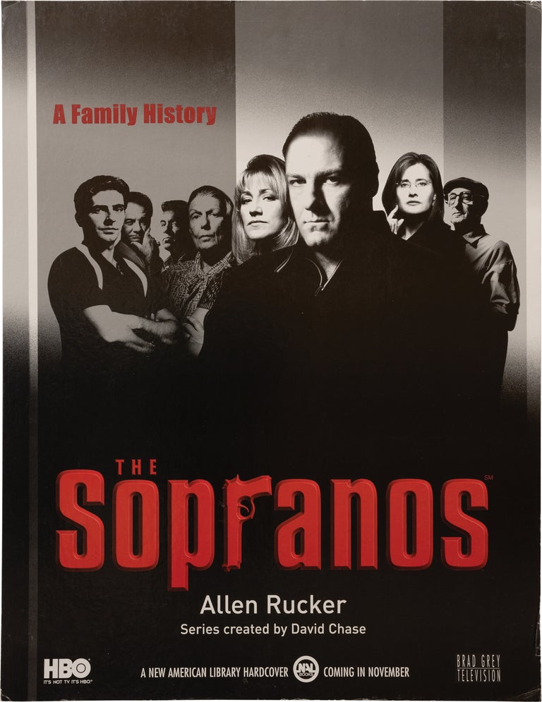 [Book #158631] Original The Sopranos: A Family History bookstore standee poster for the Allen Rucker book based on the HBO television series. Allen Rucker, David Chase, author, creator.