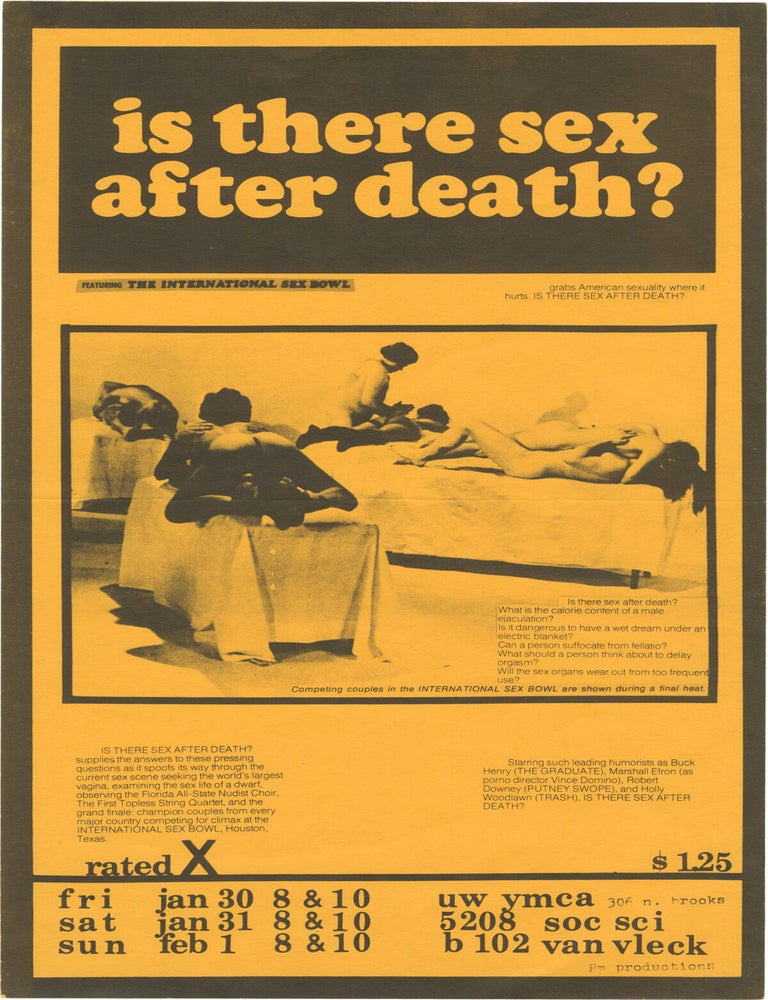 Book #158635] Is There Sex After Death? (Original flyer for the 1971 film). Alan Abel, Jeanne...