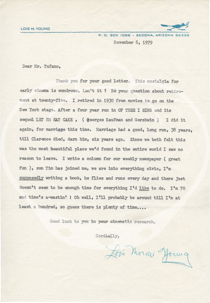 Archive of eleven photographs, two letters, and various pieces of ephemera relating to Lois Moran