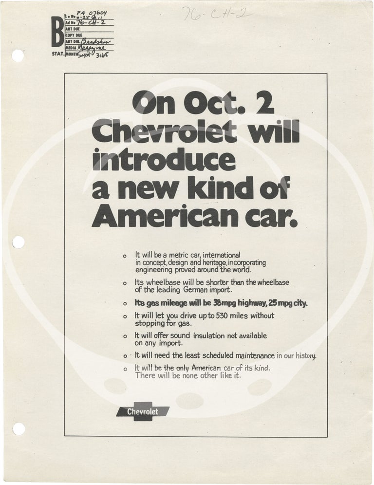 Archive of 1970s General Motors design and advertising reference photographs and print advertising proofs