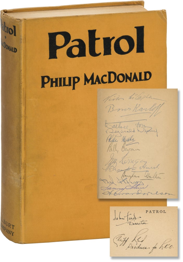 Book #158976] Patrol (Later printing, signed by John Ford, Victor McLaglen, Boris Karloff,...