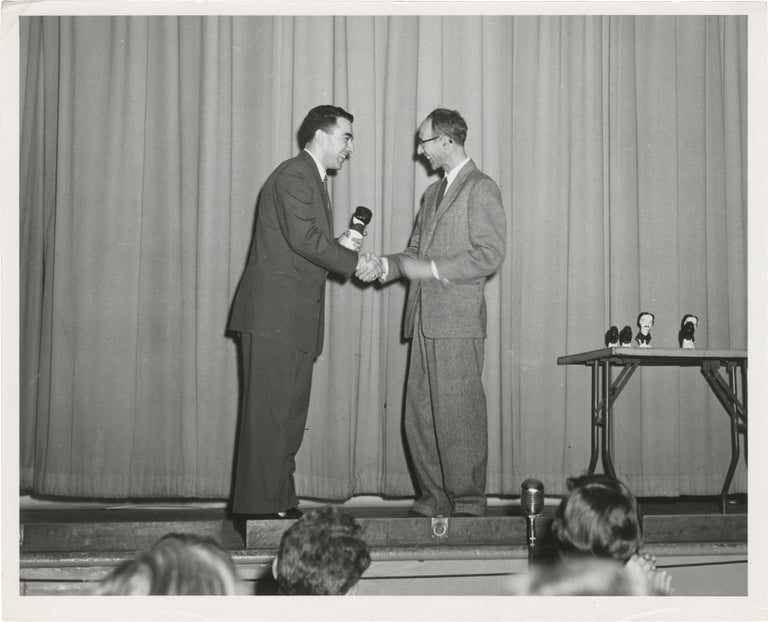 Book #159078] Original photograph of Ira Levin receiving an Edgar Award for his 1953 novel "A...
