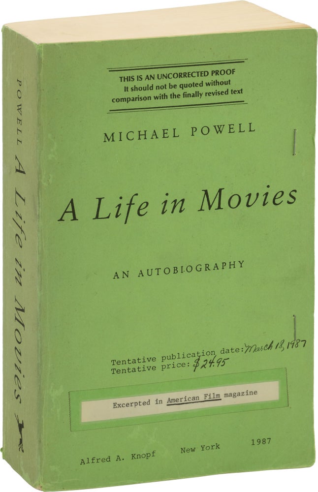 Book #159092] A Life in Movies (Uncorrected Proof). Michael Powell
