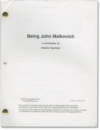 Book #159108] Being John Malkovich (Original screenplay for the 1999 film). Spike Jonze, Charlie...