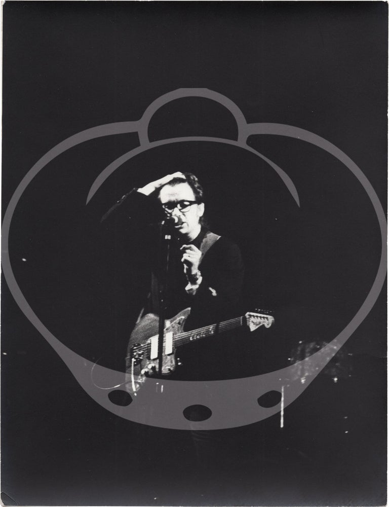 Three original photographs of Elvis Costello onstage, circa 1980s