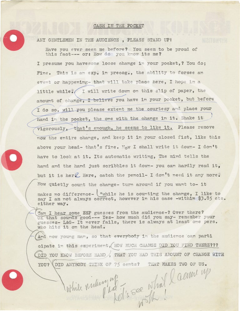 Archive of material belonging to hypnotist and magician John Kolisch