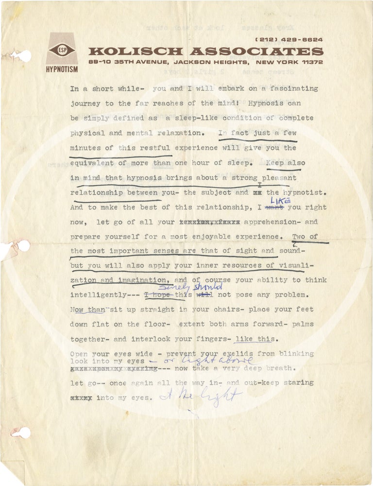 Archive of material belonging to hypnotist and magician John Kolisch