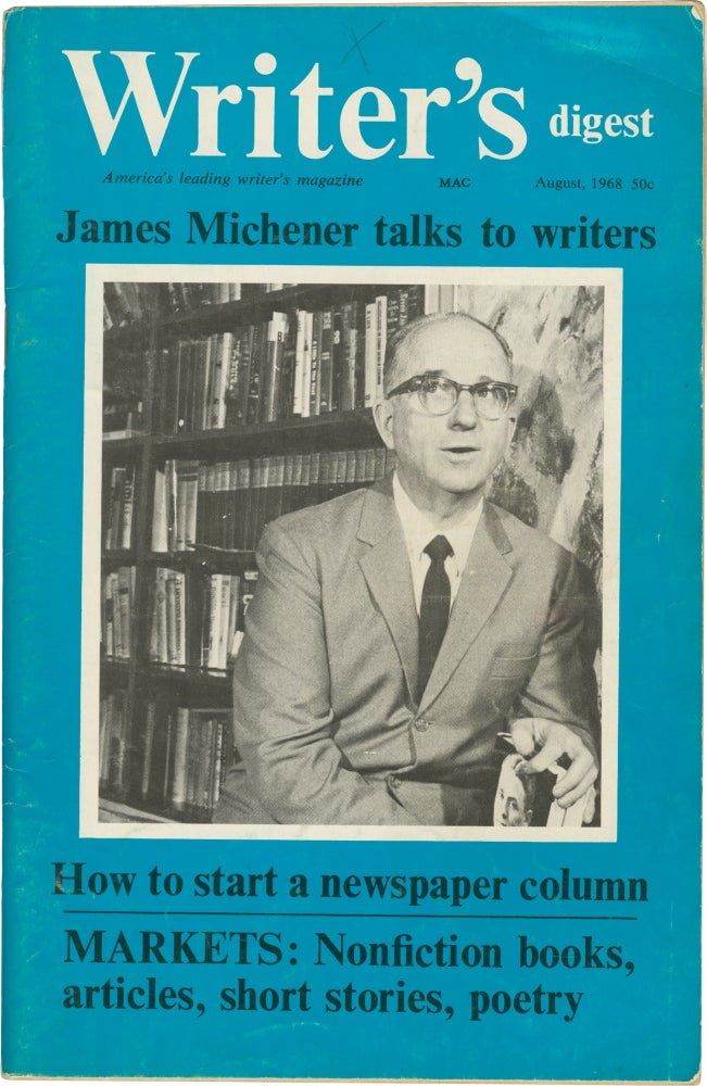 Book #159412] Writer's Digest: Volume 48, No. 8: August, 1968 (First Edition). James Michener,...