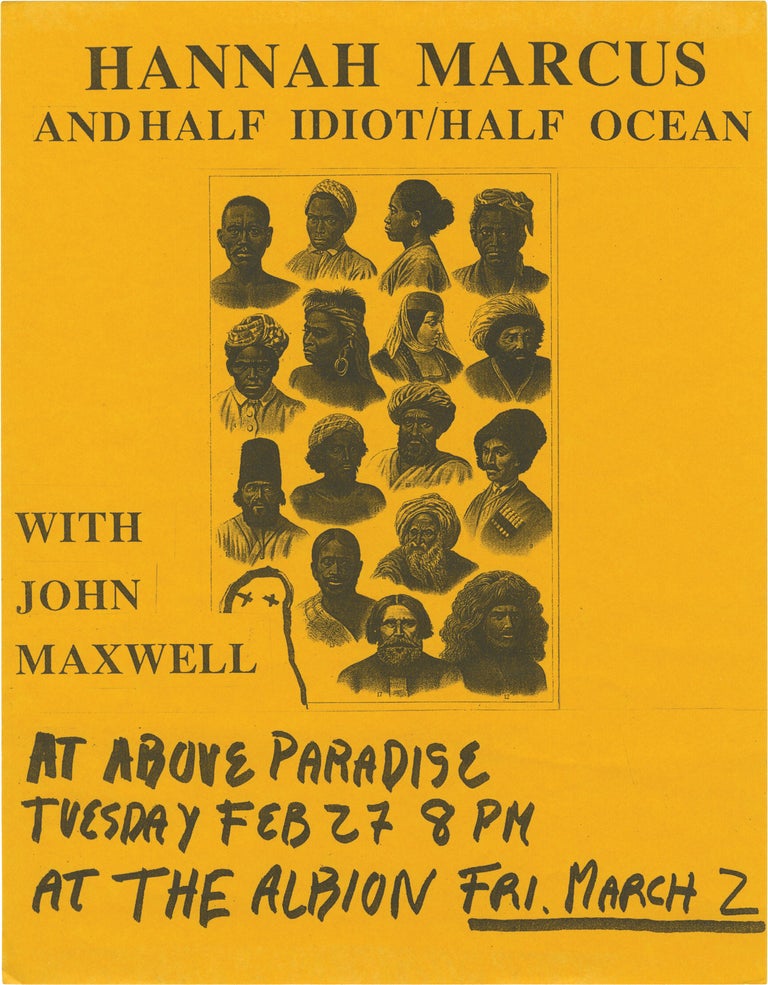 Hannah Marus and Half Idiot / Half Ocean with John Maxwell (Original flyer for two San Francisco...